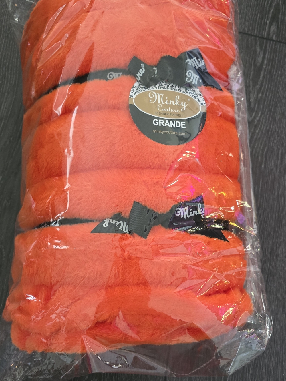 NWT Minky Couture Grande Plush Blanket - Orange